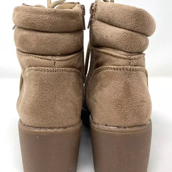 Alexis Bendel Sofia Wedge Ankle Bootie Lace up Zipper Taupe Size 7 - Picture 4 of 9